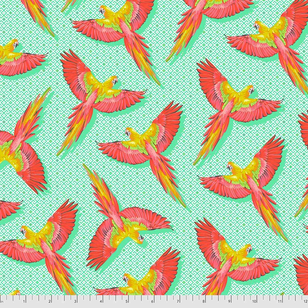 FreeSpirit's Daydreamer - Tula Pink's Macaw Ya Later in Mango Yardage: A Dreamy Fabric Delight!