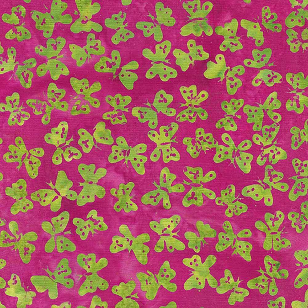 Island Batiks - Stunning Small Butterfly in Pink Geranium - Yardage