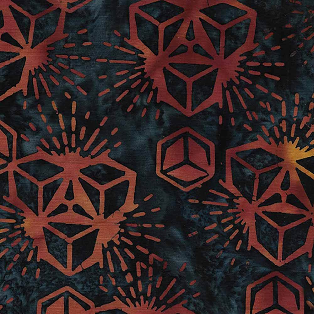 Island Batiks Hexagon Starburst - Blue Storm Yardage: Dive into Colorful Creations!