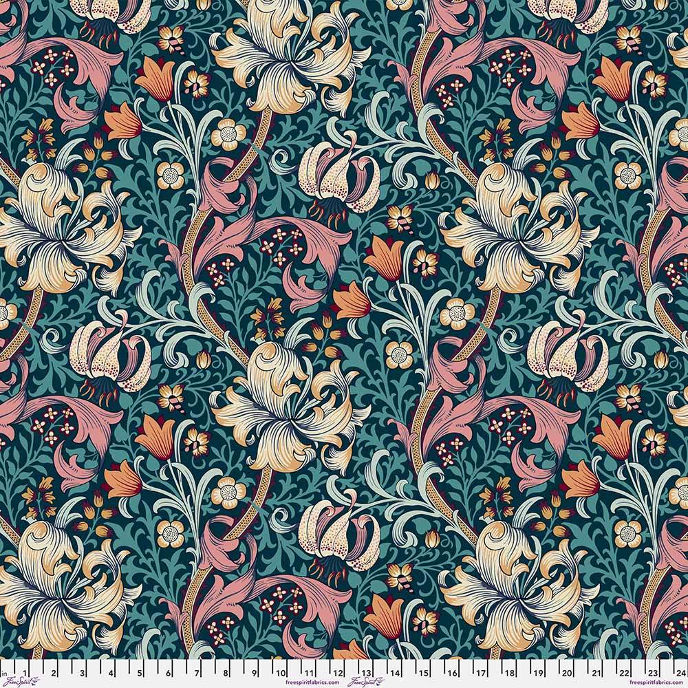 FreeSpirit - Morris & Co.'s Iconic Red House Golden Lily Teal Fabric 3-Yard Backpack! Grab Yours Now!