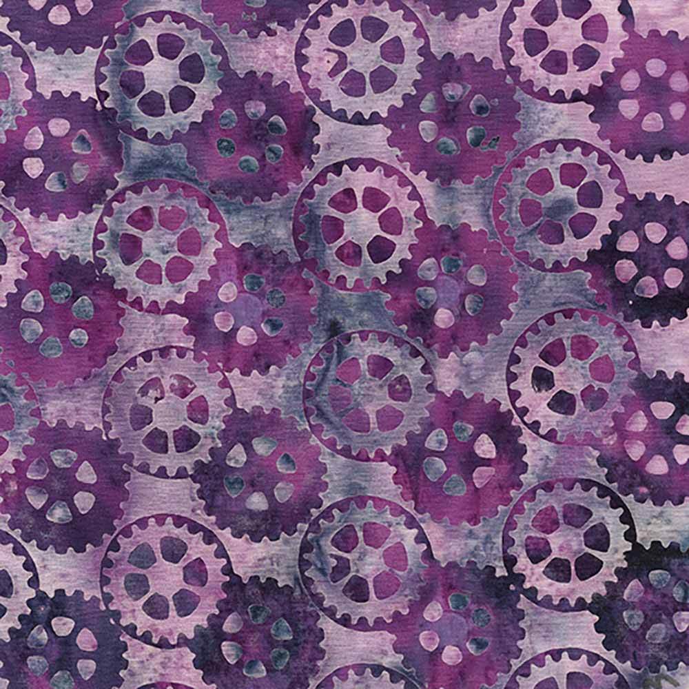 Island Batiks - Stunning Purple Lavender Gears Yardage
