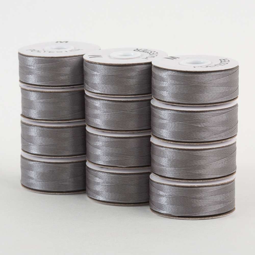 SuperBobs Polyester Bobbin 12pk - Gray M-Style - Perfect for Your Crafts!