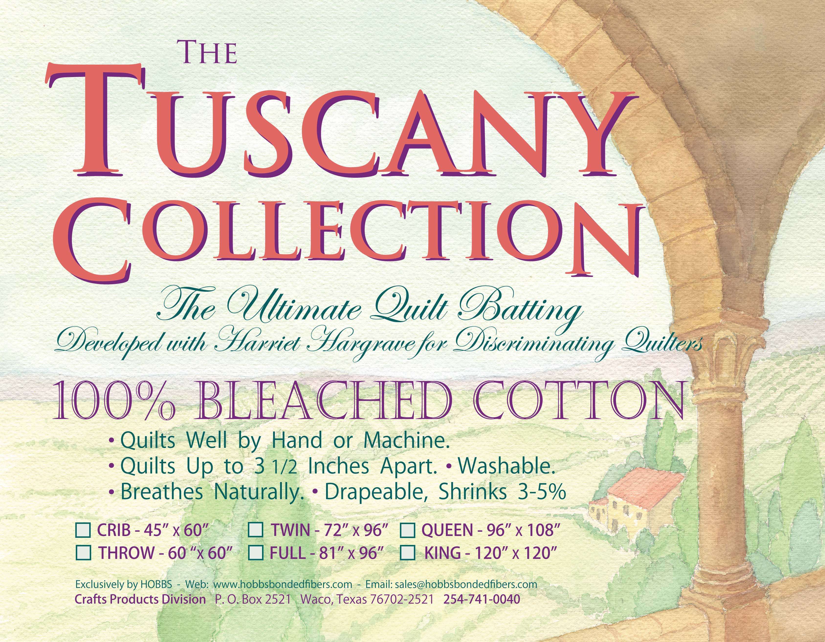Hobbs Tuscany Bleached Cotton Batting - Twin Size (72in x 96in)
