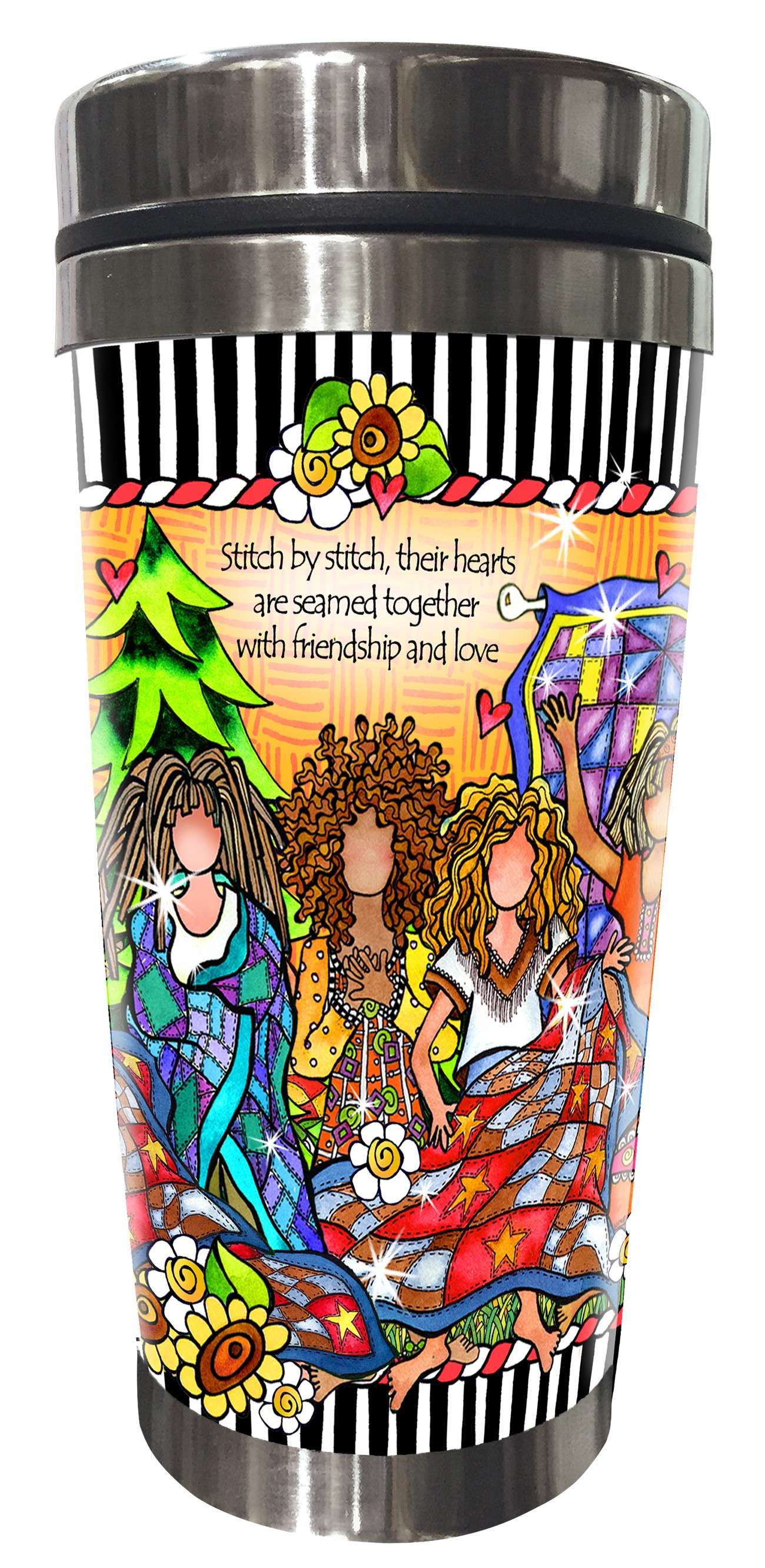 Quilt Sisterhood Funky Stainless Steel Tumbler