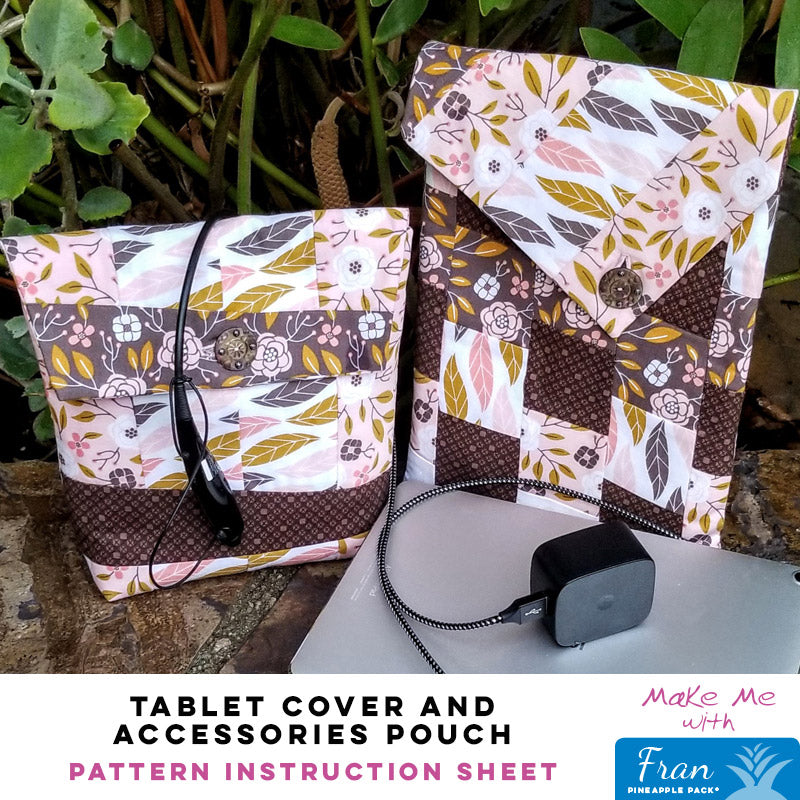 Fran Pineapple Pack Pattern Tablet Cover and Accessories Pouch - A Stylish Essential!