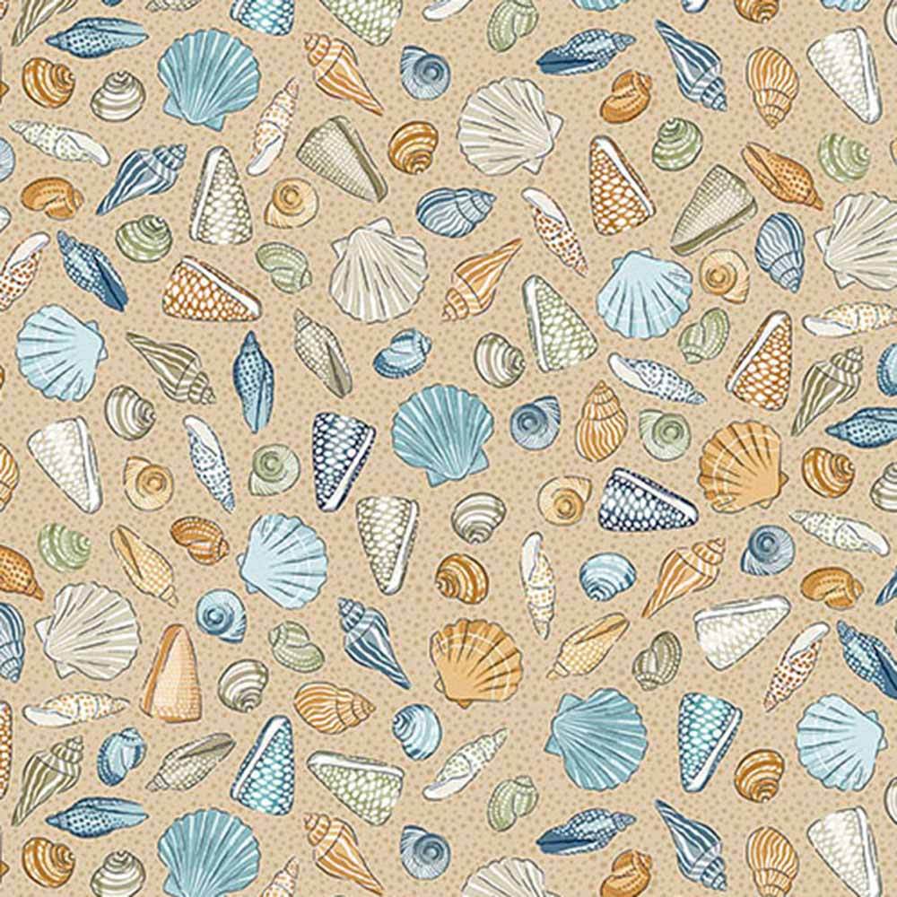 Andover Fabrics - High Tide by Makower - Beachcomber Cream Yardage: Your Ticket to Coastal Bliss!