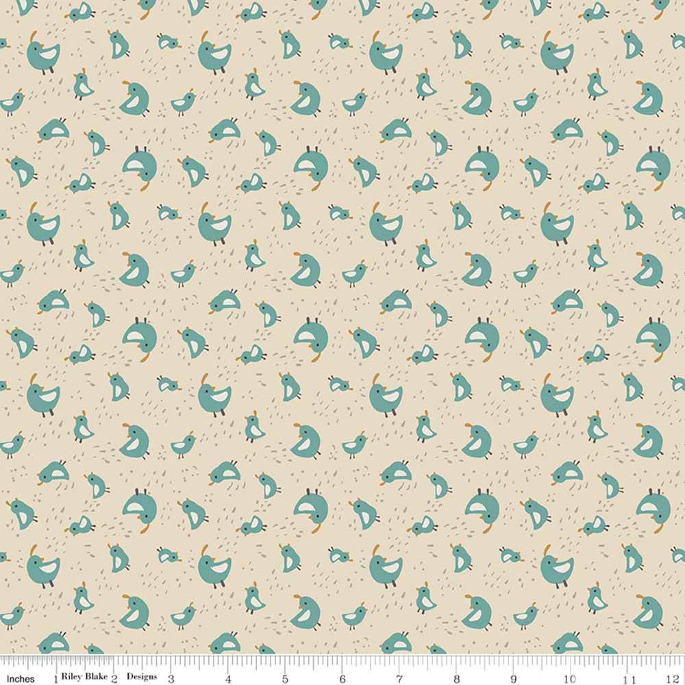 Riley Blake's Elmer & Eloise Quail Fabric in Sand - Yardage by Deena Rutter