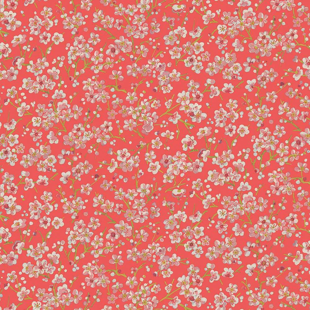 FreeSpirit Parterre by Sarah Campbell - Scarlet Blossom Coral Fabric Yardage