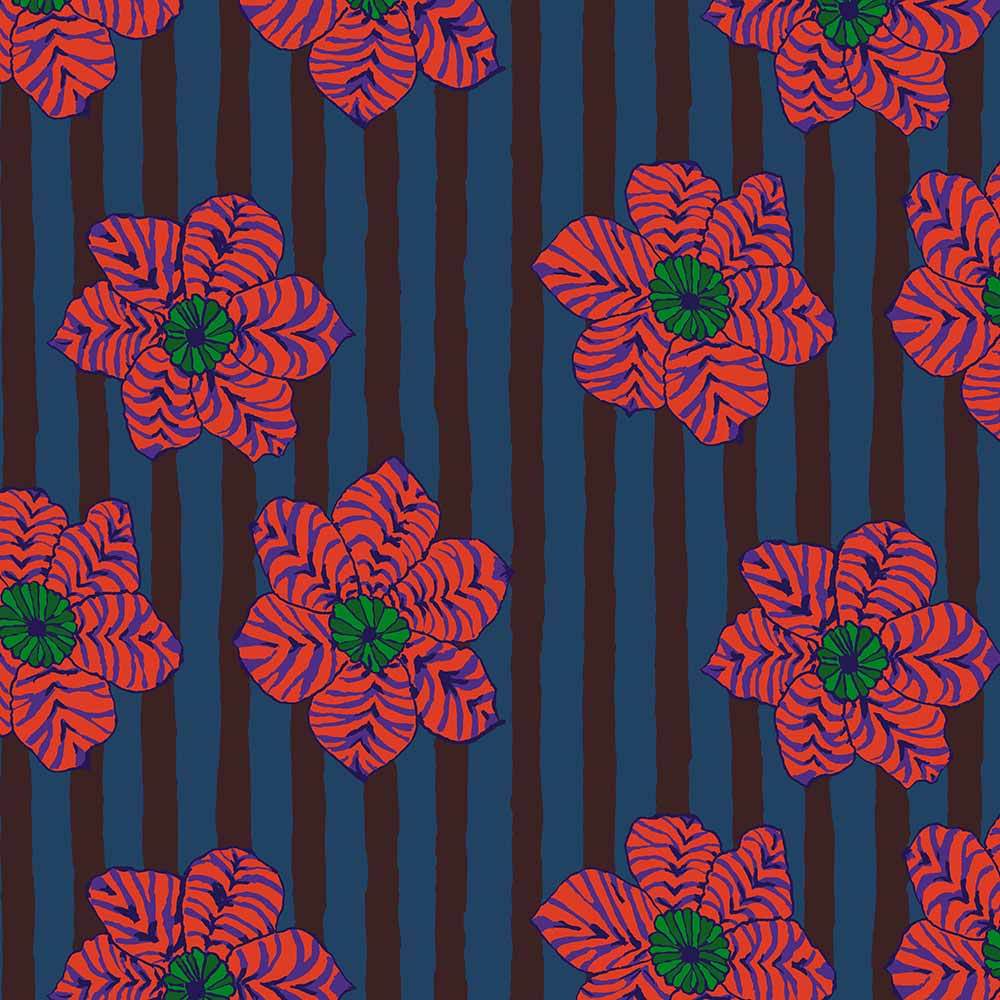 FreeSpirit - Brandon Mably's Zebra Lilly Dark Fabric Yardage from Kaffe Fassett Collective