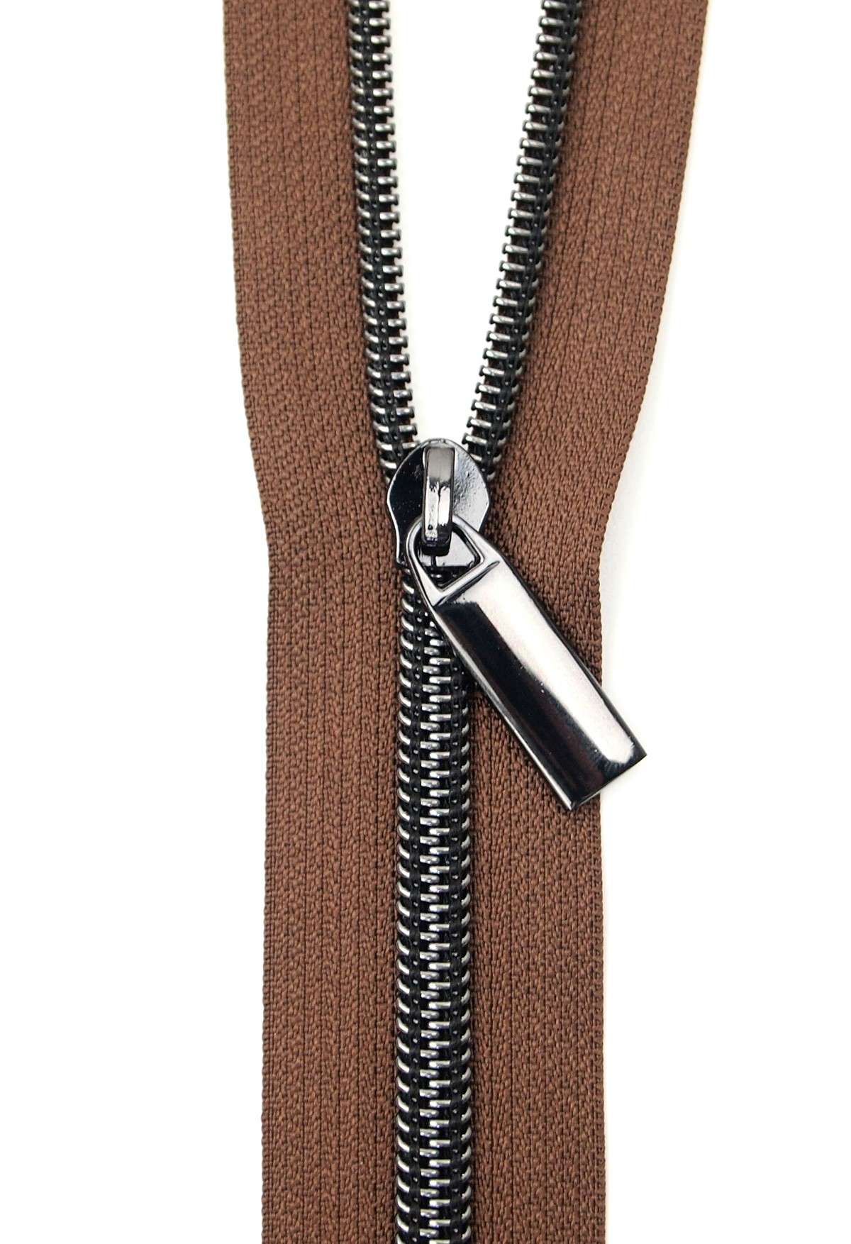 Gorgeous Brown Tape Gunmetal Teeth #5 Zippers by the Yard - Transform Your Projects Now!